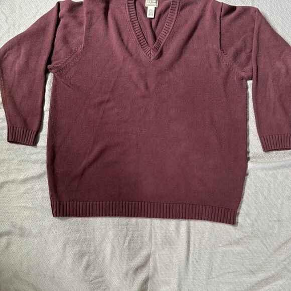 Men's L.L. Bean XXL Tall V-Neck‎ Sweater Burgundy Brown Purple Knit Cotton - Picture 10 of 13